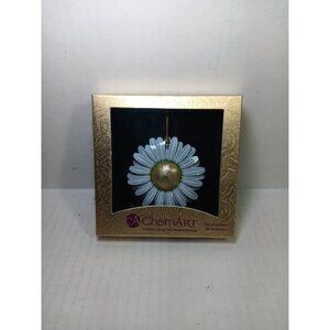 2012 CHEMART DAISY 50813 24KT GOLD FINISHED BRASS ORNAMENT 3D WHITE FLOWER